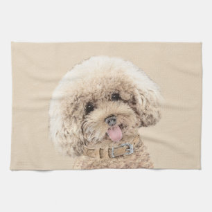 Linge De Cuisine Poodle Miniature Toy Apricot Crème Chien Brown Art