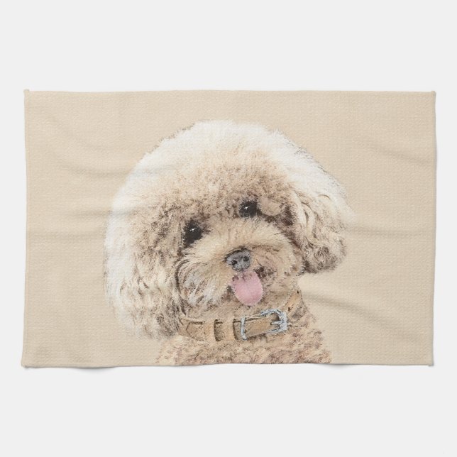 Linge De Cuisine Poodle Miniature Toy Apricot Crème Chien Brown Art (Horizontal)