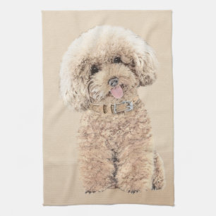 Linge De Cuisine Poodle Miniature Toy Apricot Crème Chien Brown Art