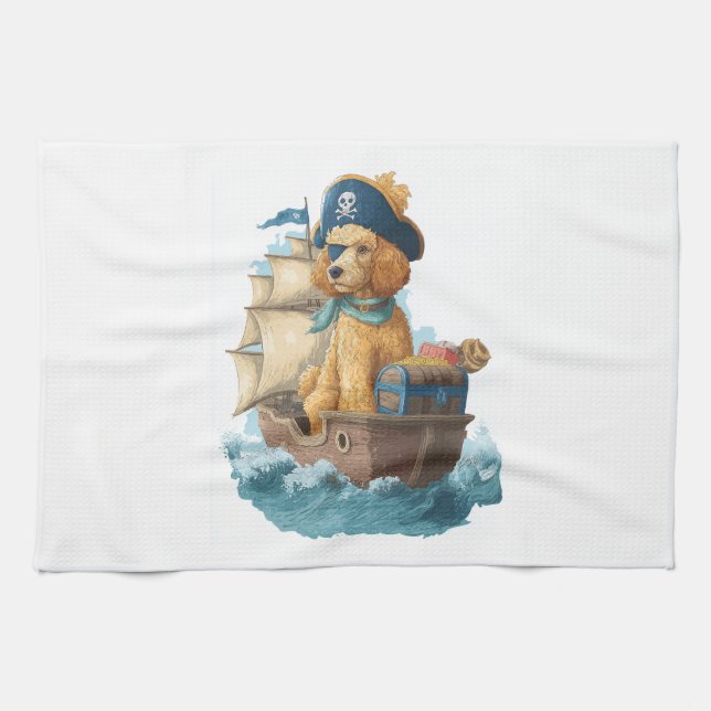 Linge De Cuisine Poodle Pirate � Drôle de chien de mer (Horizontal)