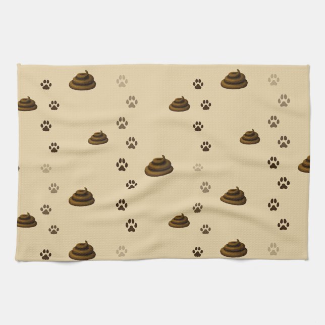 Linge De Cuisine Poop & Empreintes de pattes Cute Messy Pets Amoure (Horizontal)