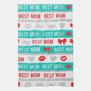 Linge De Cuisine Pop Art MEILLEURE MAMAN Rayure – Amour Rétro Audac