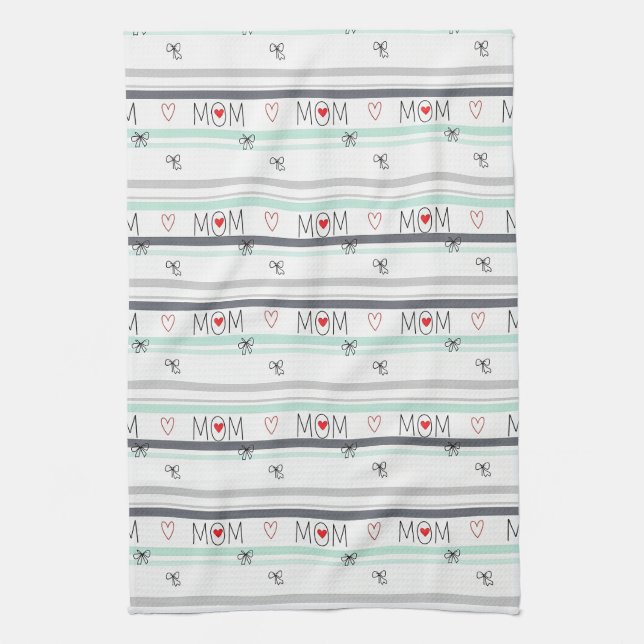 Linge De Cuisine Pop Art MEILLEURE MAMAN Rayure – Amour Rétro Audac (Vertical)