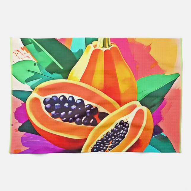 Linge De Cuisine Pop Art Papaya découpé (Horizontal)