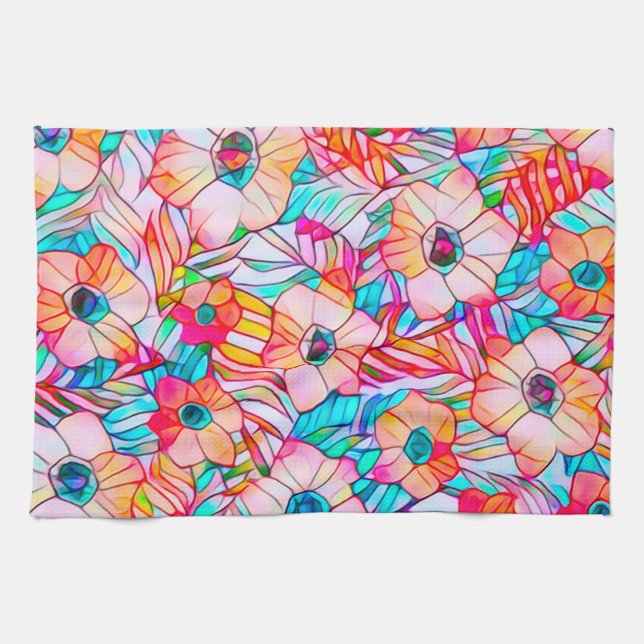 Linge De Cuisine Poppies et Fronds de palme (Horizontal)