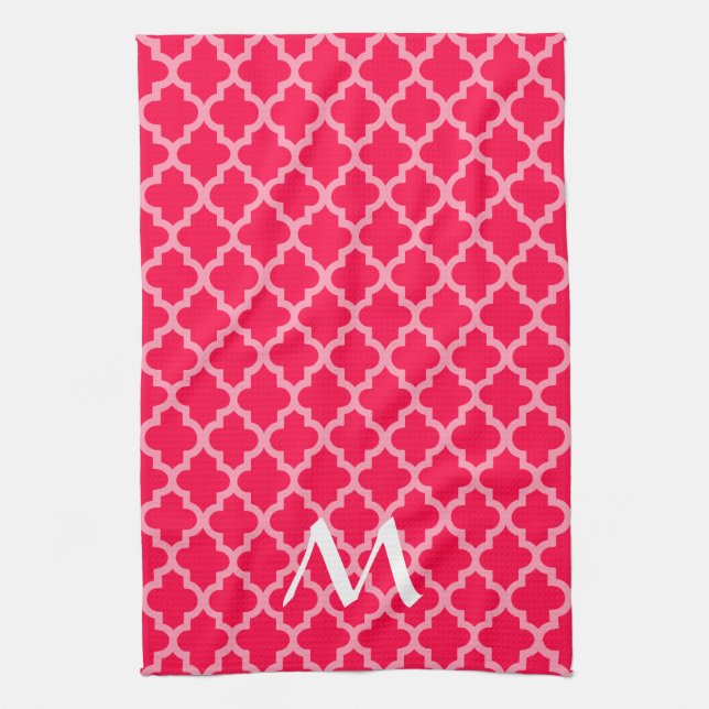 Linge De Cuisine Poppy Marocain Moods Quatrefoil avec initial (Vertical)