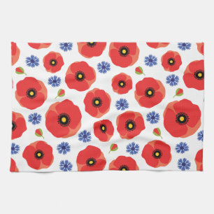 Linge De Cuisine Poppys Et Cornflowers Motif
