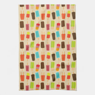 Linge De Cuisine Popsicles amusants et colorés Retro Motif