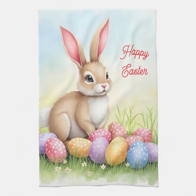 Linge De Cuisine Popular Cute Easter Bunny And Eggs Collection (Vertical)