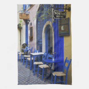 Linge De Cuisine Porte colorée bleue et revêtement d'un vieil hôtel