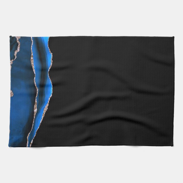 Linge De Cuisine Porte dorée en marbre noir bleu (Horizontal)
