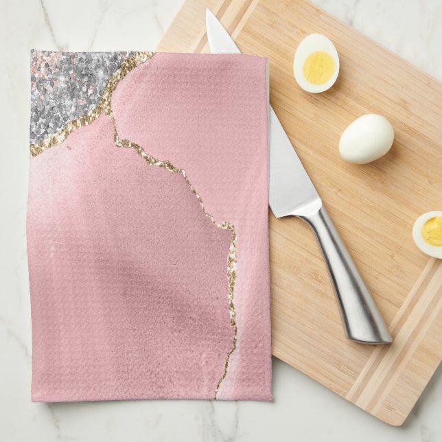 Linge De Cuisine Porte en marbre rose (Quart Plié)