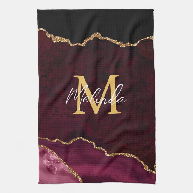 Linge De Cuisine Porte en marbre rouge et or (Vertical)