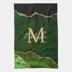 Linge De Cuisine Porte en marbre vert et or
