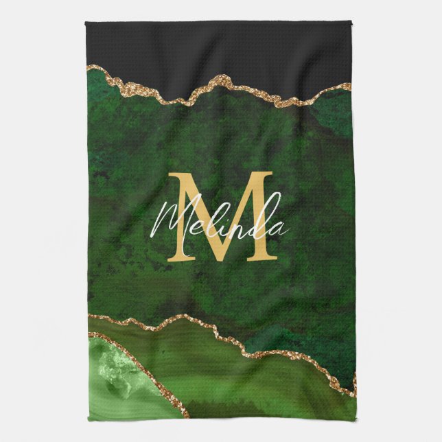 Linge De Cuisine Porte en marbre vert et or (Vertical)
