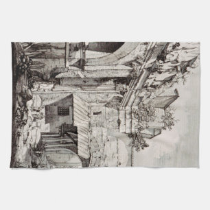 Linge De Cuisine Portique d'Octavie Rome Art en Noir et Blanc