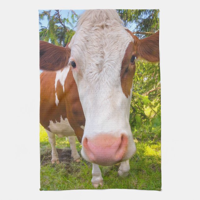 Linge De Cuisine Portrait animal de ferme de vache photo (Vertical)