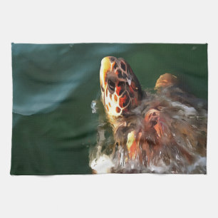 Linge De Cuisine Portrait artistique de la tortue luge