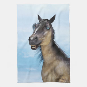 Linge De Cuisine Portrait d'art humoristique de cheval souriant