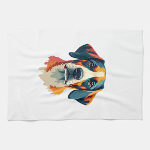 Linge De Cuisine Portrait de chien coloré vintage style pop art ani