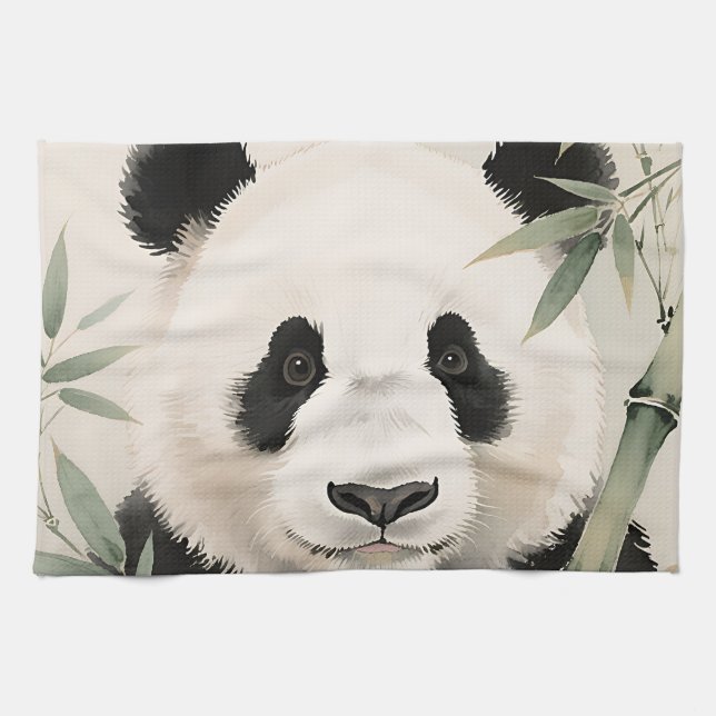 Linge De Cuisine Portrait de Panda Géant en Bambou (Horizontal)