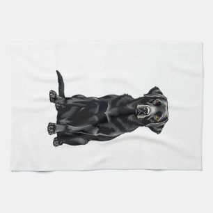 Linge De Cuisine Portrait Illustré de Chien Labrador Retriever Noir
