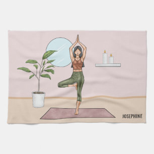 Linge De Cuisine Pose Arbre Yoga Vrikshasana Femme Nom Personnalisé