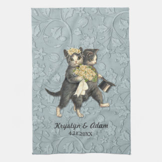 Linge De Cuisine Posh Cats Mariage bleu