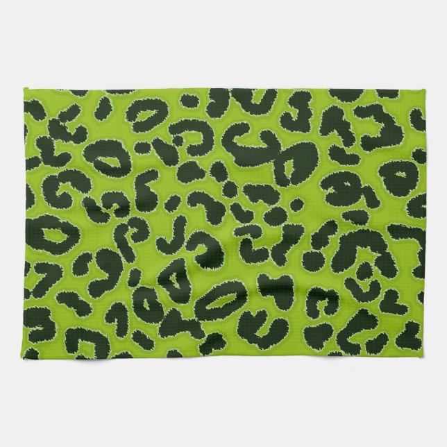 Linge De Cuisine Poster de animal Apple Green Leopard (Horizontal)