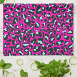 Linge De Cuisine Poster de animal de Cheetah Leopard rose moderne<br><div class="desc">Toujours tendance rose chaud couleur solide. Safari sauvage et poster de animal de jungle. Chic et moderne,  chic petit guépard,  léopard poster de animal en couleur blanche et pastel menthe et rose. Petit poster de animal léopard de guépard.</div>