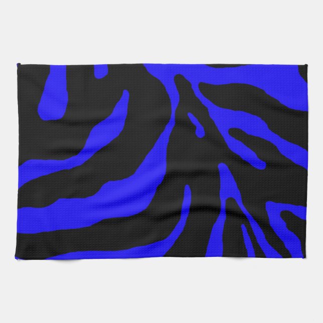 Linge De Cuisine Poster de animal en bande bleu Zebra (Horizontal)