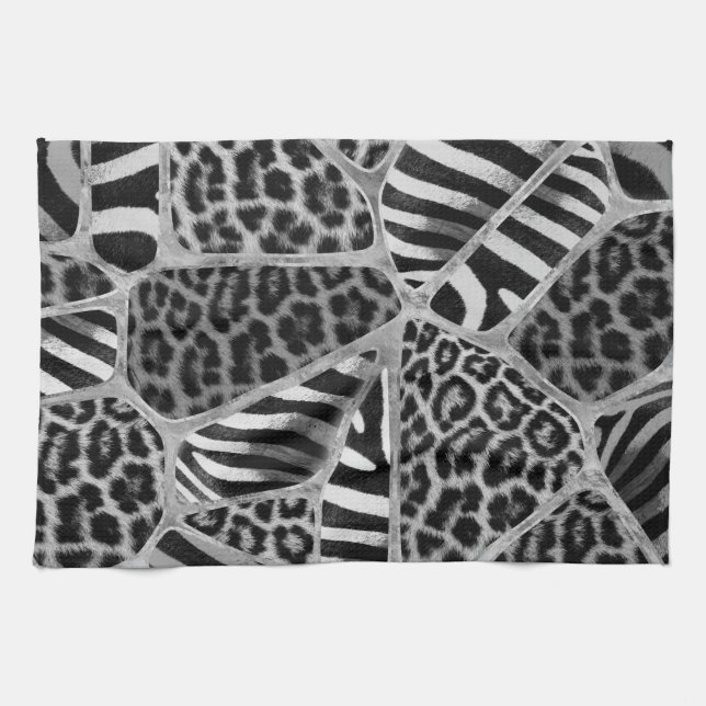 Linge De Cuisine Poster de animal - Leopard et Zebra - argent (Horizontal)