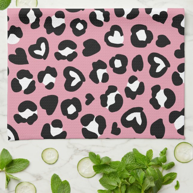 Linge De Cuisine Poster de animal, Léopard Rose, Zones De Cheetah,  (Plié)