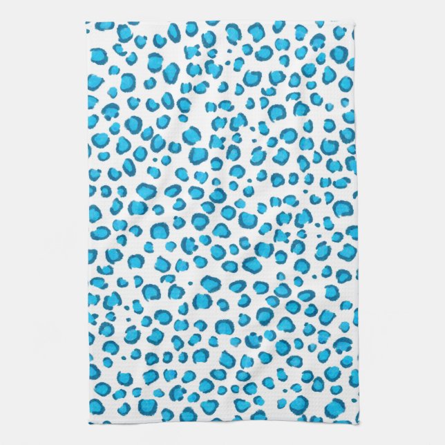 Linge De Cuisine Poster de animal Motif moderne Blue Leopard (Vertical)