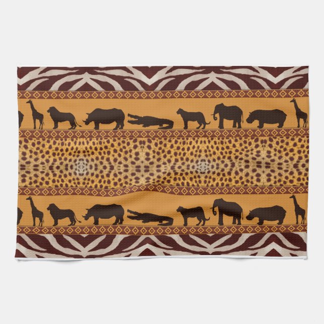 Linge De Cuisine Poster de animal Motif Tribal Africain moderne (Horizontal)