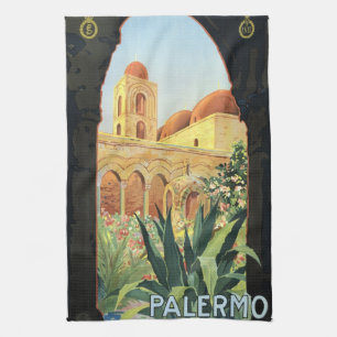 Linge De Cuisine Poster Vintage voyage, Palerme, Sicile, Italie