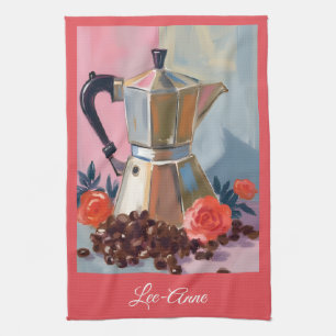 Linge De Cuisine Pot à expresso aquarelle Art