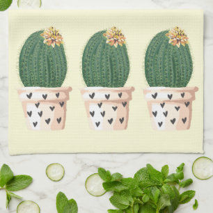 Linge De Cuisine Pot de cœur de cactus mignon et succulent floral f