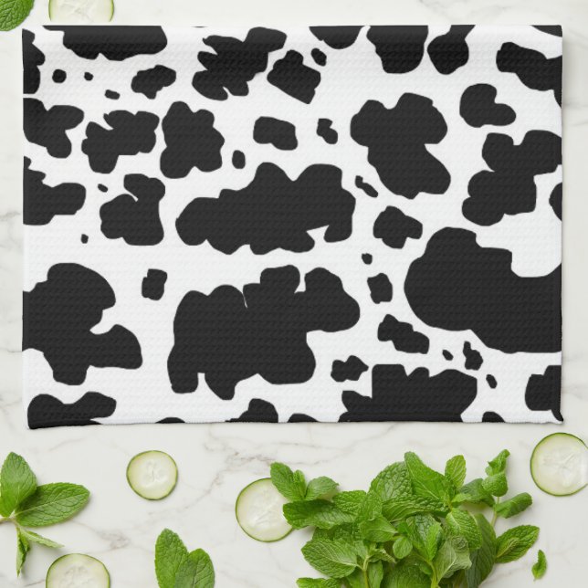 Linge De Cuisine Pots de vache noirs modernes Imprimer Cowboy (Plié)