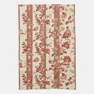 Linge De Cuisine Poule en terre cuite rustique motif Toile rayé