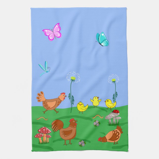 Linge De Cuisine Poule et poussins  (Vertical)