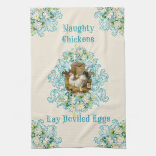 Linge De Cuisine Poules Coquines Pondent des Œufs Diaboliques Turqu