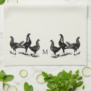 Linge De Cuisine Poulet à la ferme de campagne monogrammé