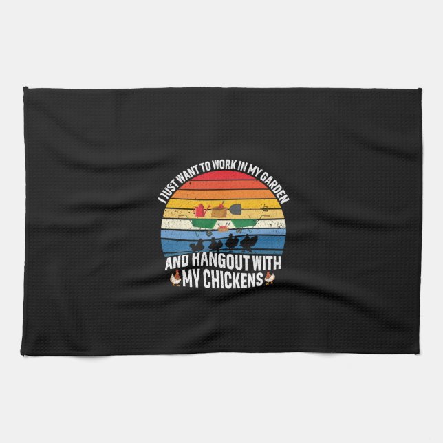 Linge De Cuisine Poulet D'Art Hangout Avec Mes Poulets (Horizontal)