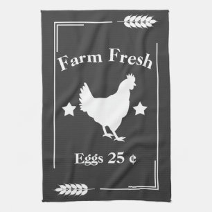 Linge De Cuisine Poulet frais de la ferme rustique