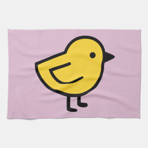 Linge De Cuisine Poulet Jaune Sur Fond Rose