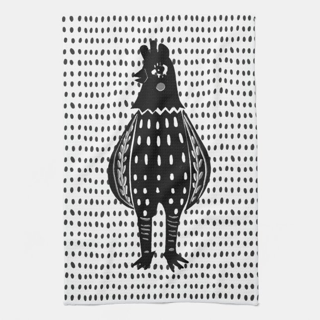 Linge De Cuisine Poulet Linocut (Vertical)