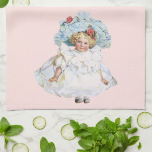 Linge De Cuisine Poupée bébé fille victorienne vintage, chapeau de