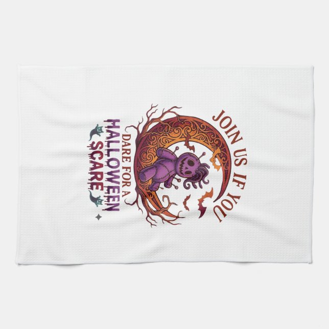 Linge De Cuisine Poupée Vaudou Croissant de Lune Violette Épouvante (Horizontal)