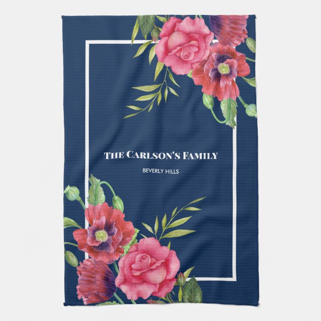 Linge De Cuisine Pour la famille des fleurs rouges roses modernes s (Vertical)